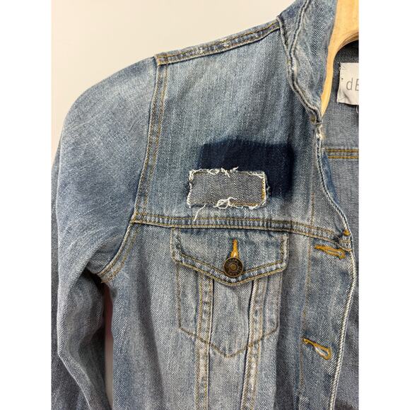 dELiA's Y2K Boho Southwestern Retro Denim Cropped Jean Jacket Large Festival - Picture 3 of 13